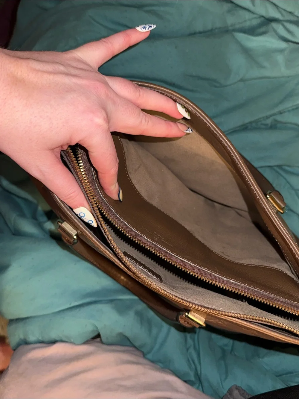 Designer Inspired Brown Monogram Empreinte Leather Tote